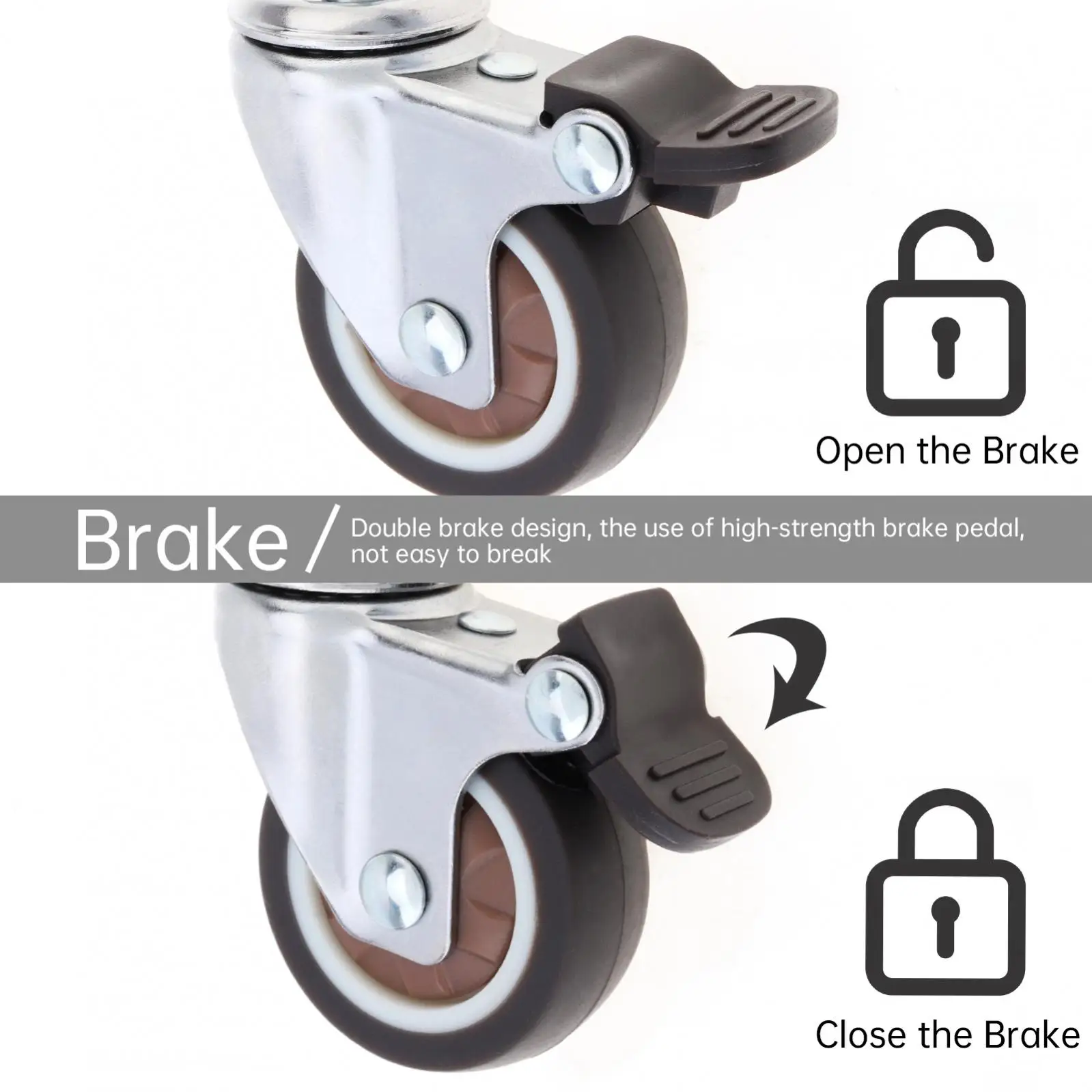 4 pcs Metal Top TPR Rubber Small Ball Bearings Casters Wheels Set with Brakes, 360 Degree Swivel Head, Swivel Screw Neck Stem
4 pcs Metal Top TPR Rubber Small Ball Bearings Casters Wheels Set with Brakes, 360 Degree Swivel Head, Swivel Screw Neck Stem