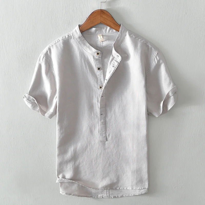 2022 Casual Men Cotton Linen Shirts Solid Color Half Button Short Sleeve Henley Shirt Top Quality Mens Designer Clothes
2022 Casual Men Cotton Linen Shirts Solid Color Half Button Short Sleeve Henley Shirt Top Quality Mens Designer Clothes