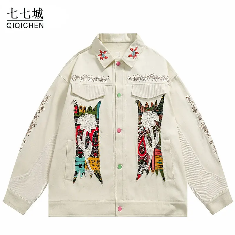 Vintage Denim Jacket Men Hip Hop Graphic Flower Embroidery Jacket Women Harajuku Casual Loose Coat Unisex Streetwear Spring Fall
Vintage Denim Jacket Men Hip Hop Graphic Flower Embroidery Jacket Women Harajuku Casual Loose Coat Unisex Streetwear Spring Fall