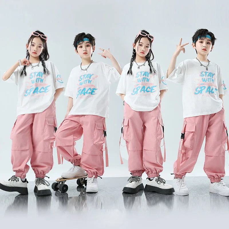 Kid Hip Hop Clothing White Graphic Tee T Shirt Top Pink Casual Strap Cargo Joggert Pants for Girl Boy Jazz Dance Costume Clothes
Kid Hip Hop Clothing White Graphic Tee T Shirt Top Pink Casual Strap Cargo Joggert Pants for Girl Boy Jazz Dance Costume Clothes