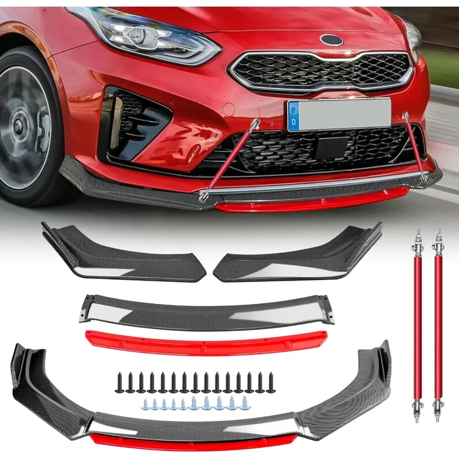 4Pcs Front Bumper Lip Chin Splitter Spoiler Air Dam for 72.2 Width Cars with 2Pcs Adjustable 811 Splitter Rods in Carbon Fiber
4Pcs Front Bumper Lip Chin Splitter Spoiler Air Dam for 72.2 Width Cars with 2Pcs Adjustable 811 Splitter Rods in Carbon Fiber
