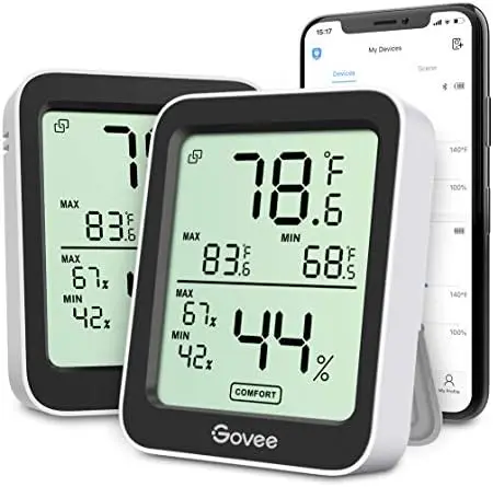 Bluetooth Thermometer Hygrometer - Large LCD, 2-Year Data Storage - Black, 2 Pack
Bluetooth Thermometer Hygrometer - Large LCD, 2-Year Data Storage - Black, 2 Pack