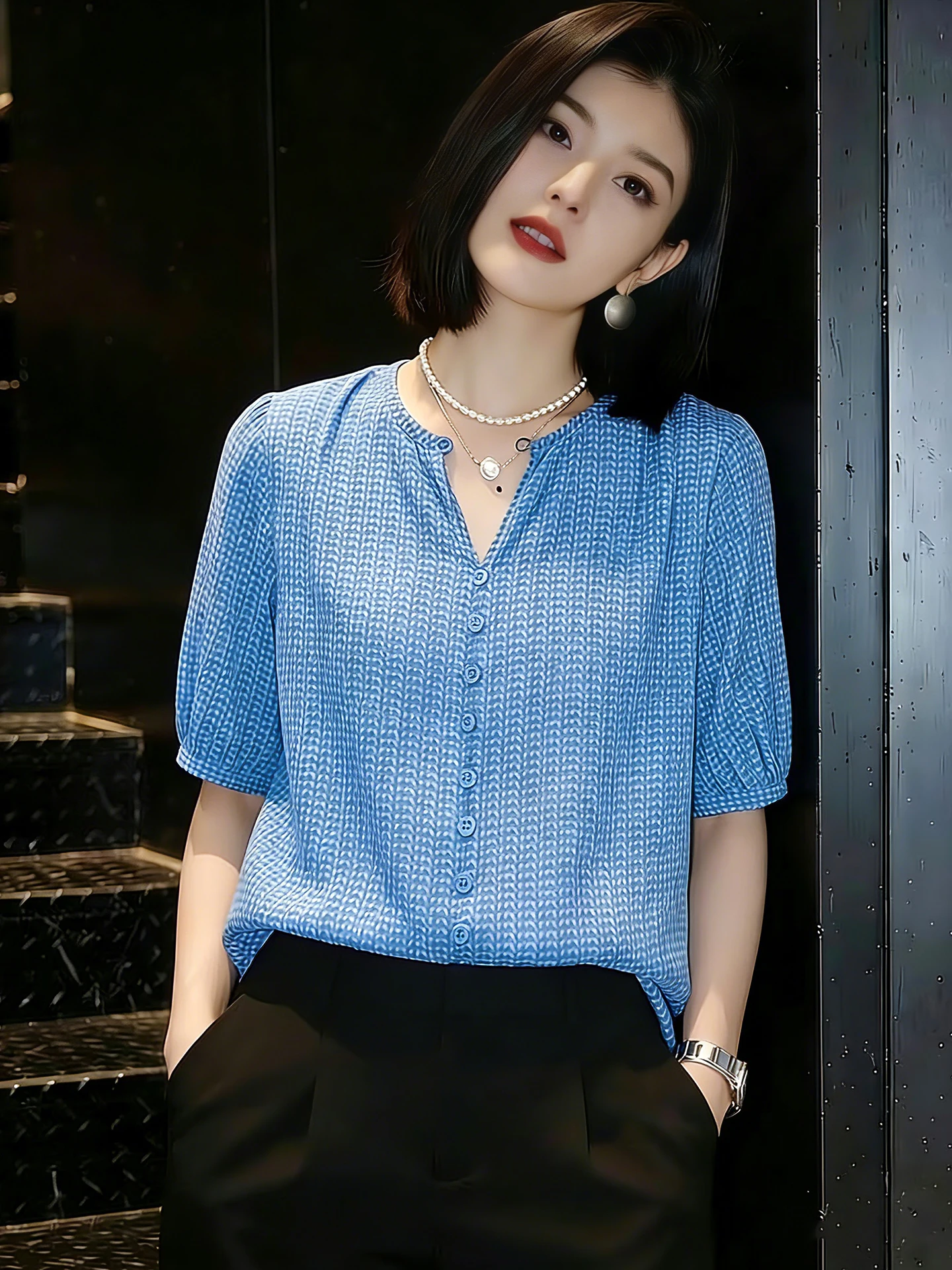 Fashionable Casual Loose Women's Short Sleeve Shirt Color Block Design Spring Summer New Style Youthful Look Commute Style Ko...
Fashionable Casual Loose Women's Short Sleeve Shirt Color Block Design Spring Summer New Style Youthful Look Commute Style Ko...