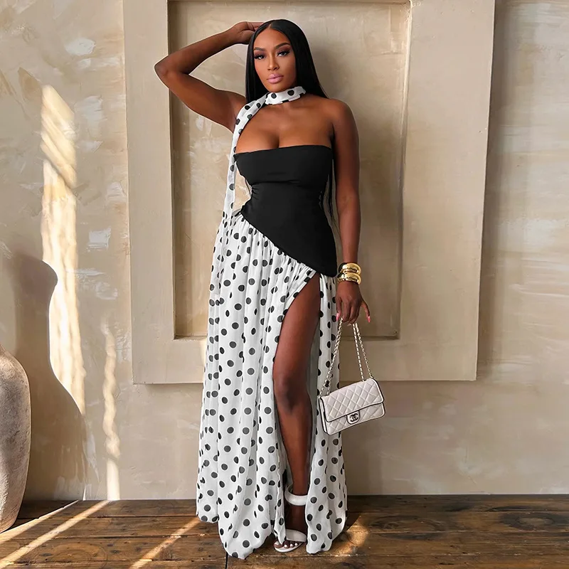 STYLISH LADY Polka Dot Print Maxi Dress 2026 Summer Women Strapless Patchwork Club Party Dress with Choker Sash and Side Slit
STYLISH LADY Polka Dot Print Maxi Dress 2026 Summer Women Strapless Patchwork Club Party Dress with Choker Sash and Side Slit