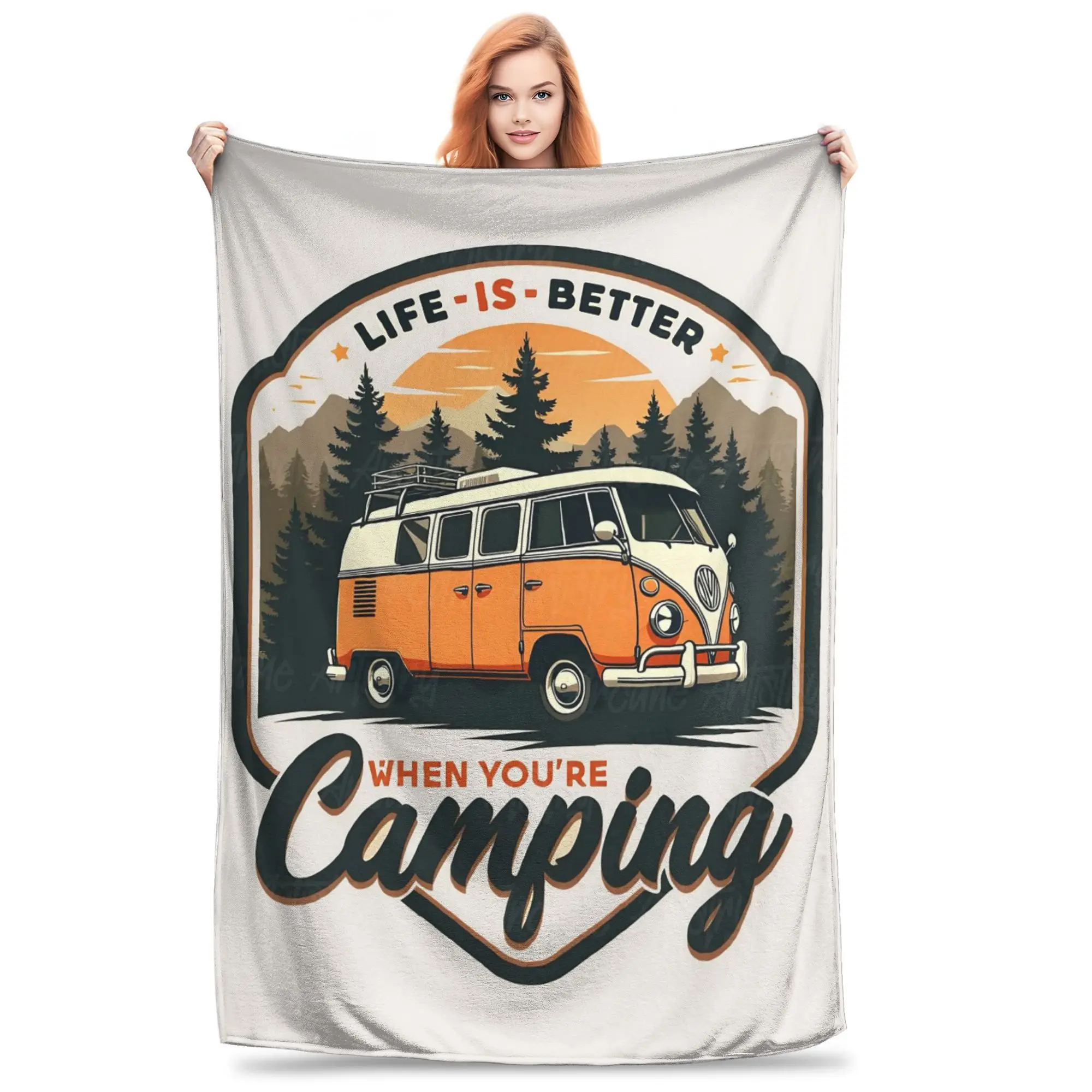 Flannel Throw Blanket CamperVan Happy Camper Warm Plush Blankets Soft Bedspread for Bed Living room Home Travel Couch
Flannel Throw Blanket CamperVan Happy Camper Warm Plush Blankets Soft Bedspread for Bed Living room Home Travel Couch