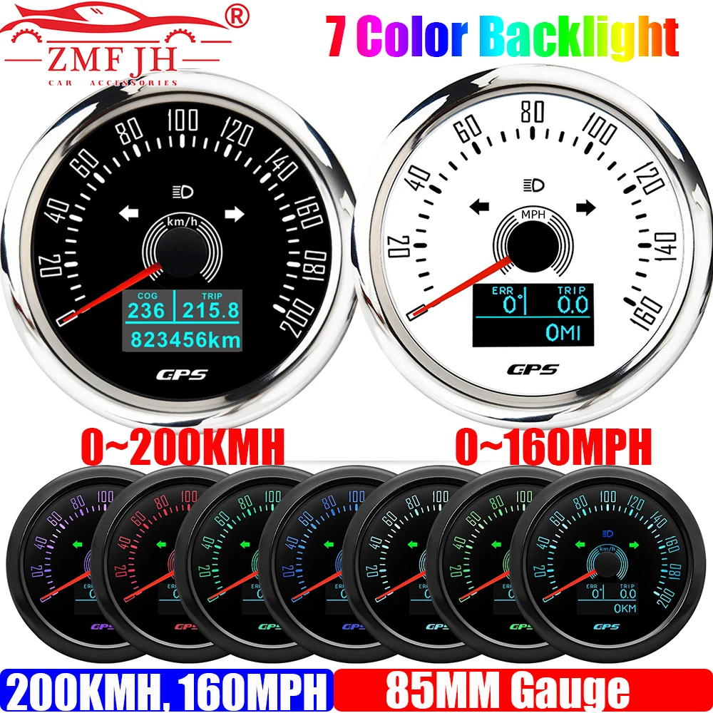 ZMFJH Waterproof 85MM GPS Speedometer Gauge+Antenna 0~200KMH,0~160MPH Speed COG TRIP ODO High Beam Turn Light for Marine Car
ZMFJH Waterproof 85MM GPS Speedometer Gauge+Antenna 0~200KMH,0~160MPH Speed COG TRIP ODO High Beam Turn Light for Marine Car