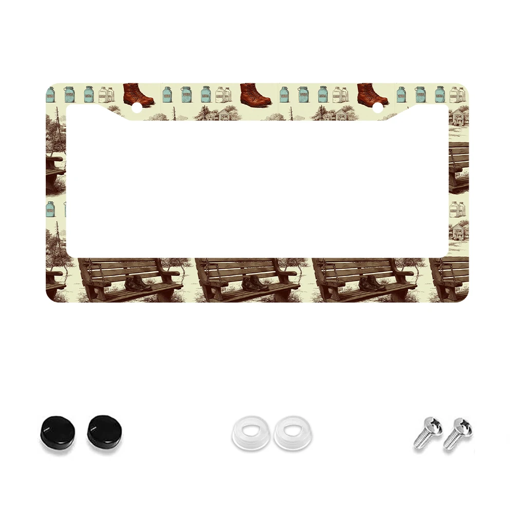 1pc Retro Brown 2-Hole License Plate Frame with Swing Bench and Boots Pattern, Aluminum Material, 6x12 Inches, Includes Screw K
1pc Retro Brown 2-Hole License Plate Frame with Swing Bench and Boots Pattern, Aluminum Material, 6x12 Inches, Includes Screw K