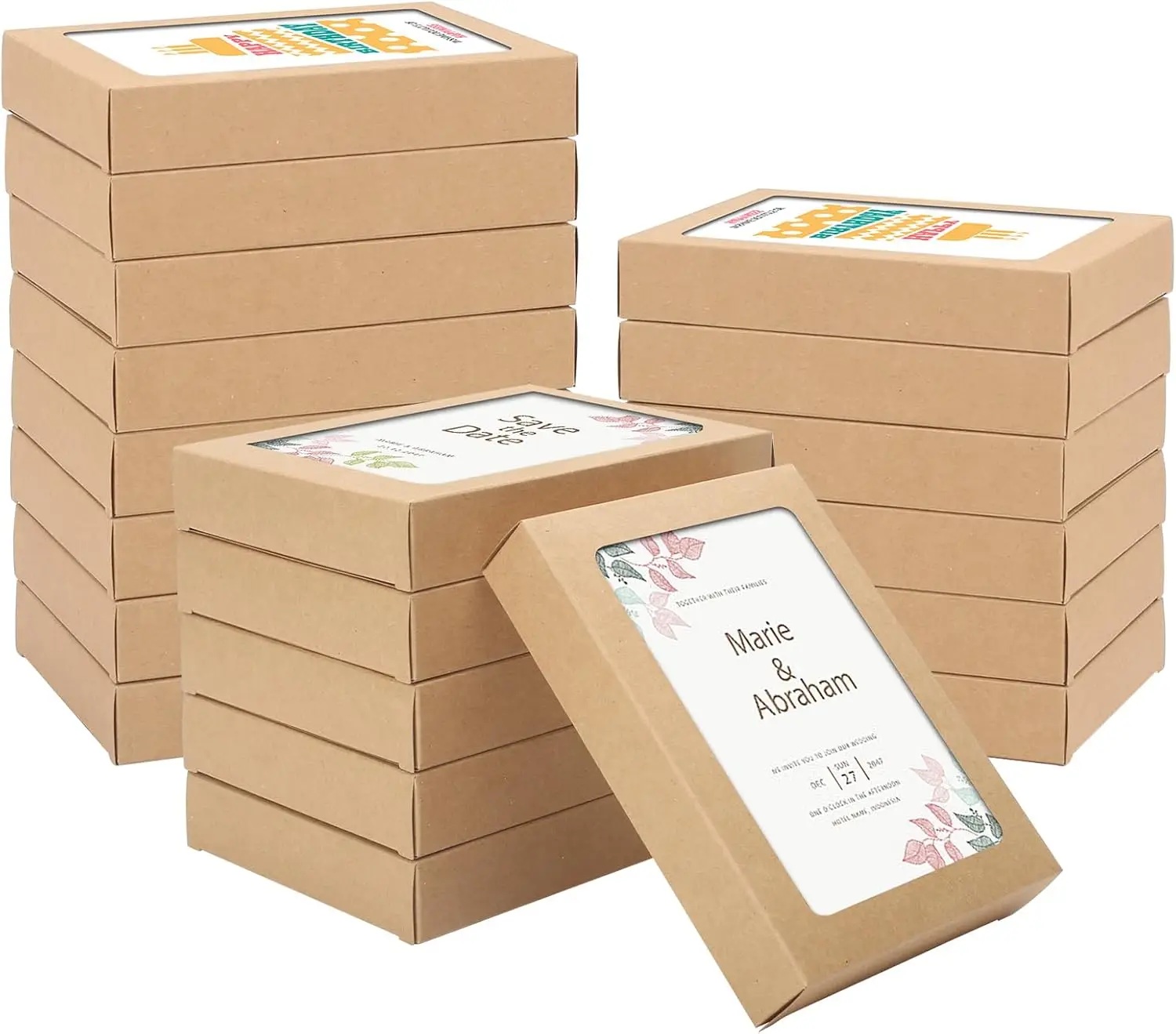 60 Pack Greeting Card Storage Boxes, 4.5x6x1 Inch Kraft Paper Box with PVC Window, Bulk Photo Envelopes for Cards, Photos, Small Items
60 Pack Greeting Card Storage Boxes, 4.5x6x1 Inch Kraft Paper Box with PVC Window, Bulk Photo Envelopes for Cards, Photos, Small Items