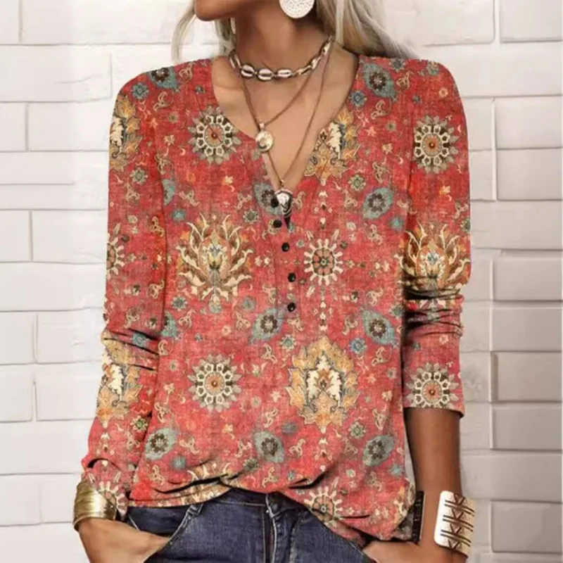 306213New New Women's ClothingVLong Sleeve Collared Top with Oil Painting Art Print, Base Shirt, Exclusive Supply
306213New New Women's ClothingVLong Sleeve Collared Top with Oil Painting Art Print, Base Shirt, Exclusive Supply