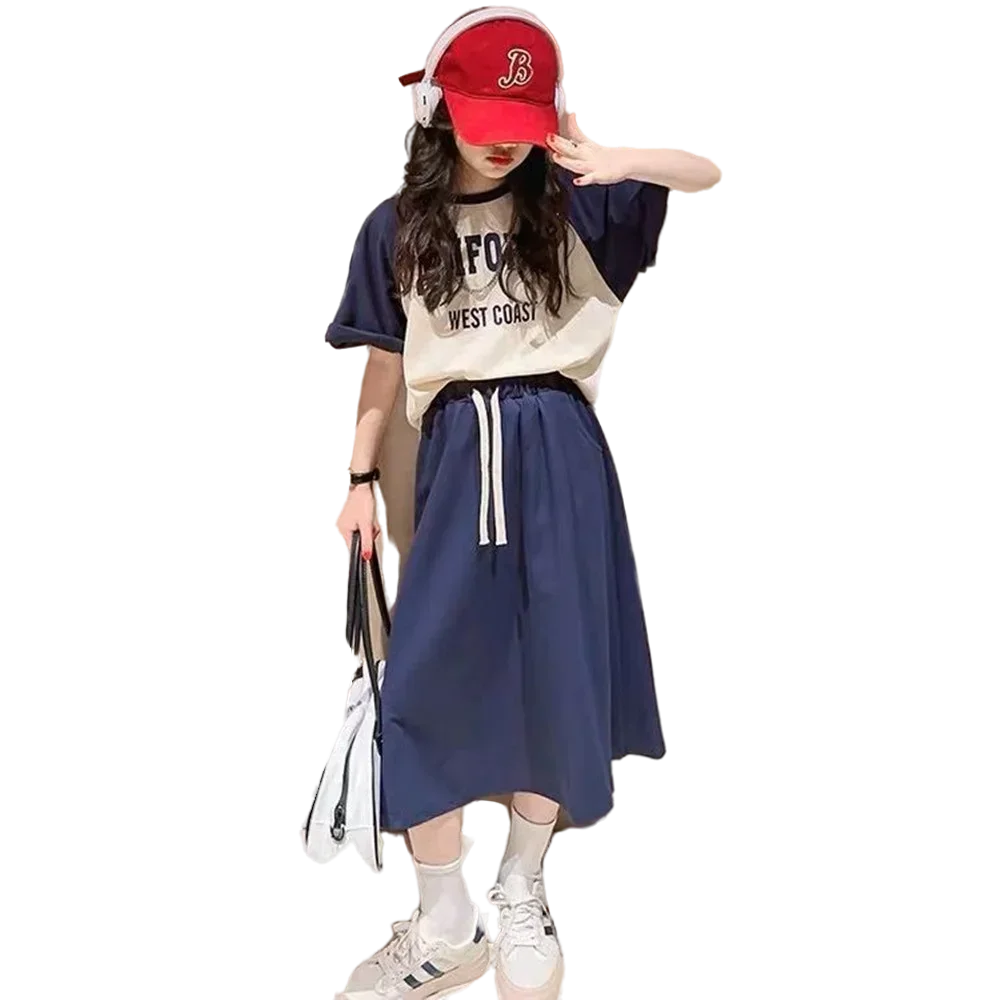Summer 2024 Girls Clothing Set Letter Print Short Sleeve Tops Skirts 2pcs Teenage Kids Outfits 10 12 13 Years Children Costumes
Summer 2024 Girls Clothing Set Letter Print Short Sleeve Tops Skirts 2pcs Teenage Kids Outfits 10 12 13 Years Children Costumes