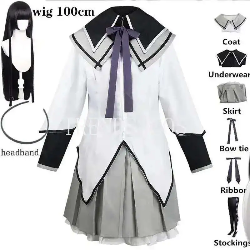 Аниме Akemi Homura Косплей Костюм Боевая форма Чулки Akemi Homura Одежда 
Аниме Akemi Homura Косплей Костюм Боевая форма Чулки Akemi Homura Одежда