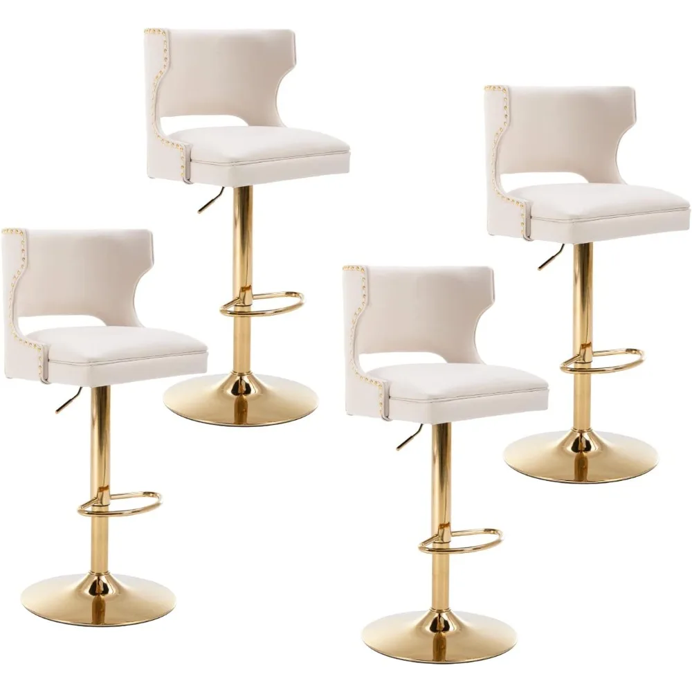 Modern Swivel Bar Stools Set of 4, Counter Height Bar Stools with Back, Adjustable Bar Chairs with Gold Base, PU Leather
Modern Swivel Bar Stools Set of 4, Counter Height Bar Stools with Back, Adjustable Bar Chairs with Gold Base, PU Leather
