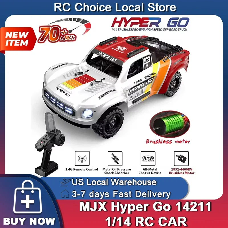 MJX HYPER GO 14211 Racing Car 1/14 Short Truck 45A ESC Brushless Motor 47 KM/H Large Foot 4WD RC Car Remote Control Car Toy MJX
MJX HYPER GO 14211 Racing Car 1/14 Short Truck 45A ESC Brushless Motor 47 KM/H Large Foot 4WD RC Car Remote Control Car Toy MJX