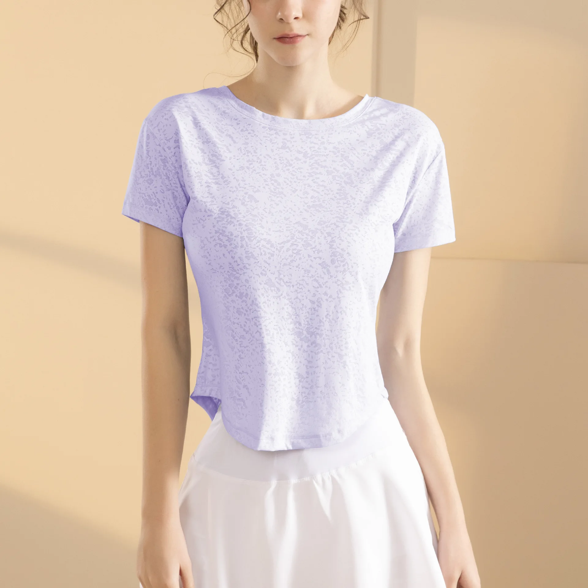 Yoga Clothing Women Loose Sports Short Sleeve Breathable Blouse Light Breathable Back Tops Slit Jacquard Fitness Hollow out
Yoga Clothing Women Loose Sports Short Sleeve Breathable Blouse Light Breathable Back Tops Slit Jacquard Fitness Hollow out