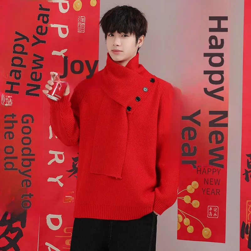 Новый мужской вязаный свитер 2025 года для пар, зимняя одежда, красный трикотаж, повседневный, утепленный, дышащий, эластичный
Новый мужской вязаный свитер 2025 года для пар, зимняя одежда, красный трикотаж, повседневный, утепленный, дышащий, эластичный