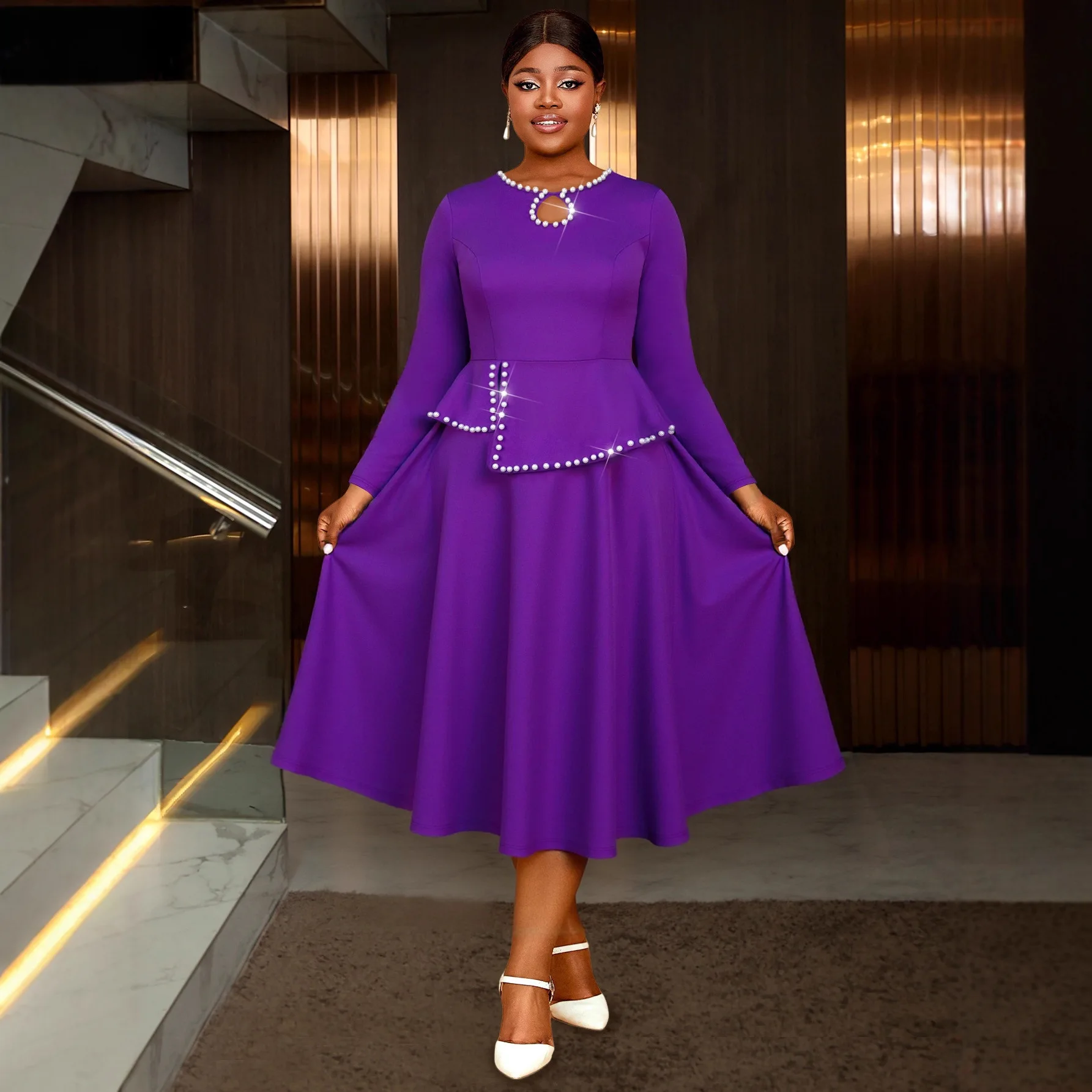 L-4XL Purple Plus Size African Dresses for Women Autumn Long Sleeve Elegant O-neck Party Evening Long Dress Outfits Ankara Dress
L-4XL Purple Plus Size African Dresses for Women Autumn Long Sleeve Elegant O-neck Party Evening Long Dress Outfits Ankara Dress