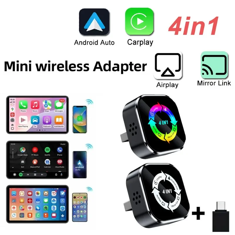 Беспроводной адаптер Carplay 4 в 1 для Apple и Android Mirror Link Airplay, проекция экрана Android Auto Connect, беспроводной CarPlay
Беспроводной адаптер Carplay 4 в 1 для Apple и Android Mirror Link Airplay, проекция экрана Android Auto Connect, беспроводной CarPlay