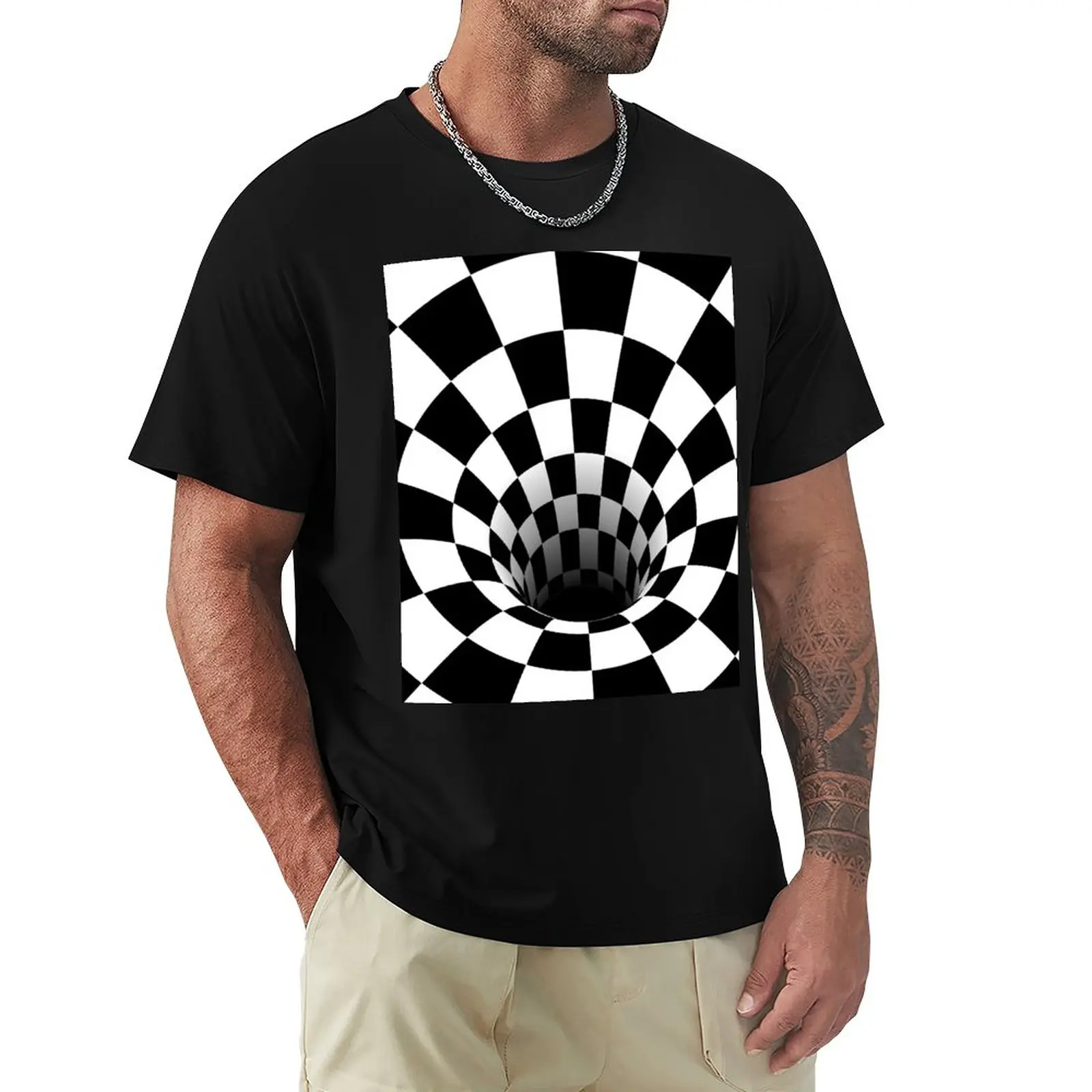 Optical Illusion Black Hole Checkerboard (Black/White) T-Shirt t shirt man Tee shirt t shirts for men cotton
Optical Illusion Black Hole Checkerboard (Black/White) T-Shirt t shirt man Tee shirt t shirts for men cotton