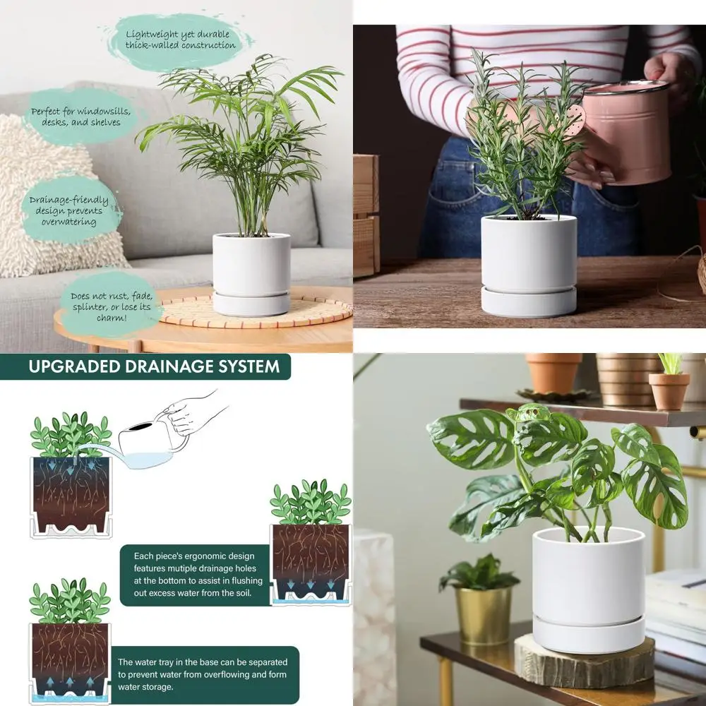 6-дюймовые круглые горшки для цветов с дренажем, белые, набор из 4 шт.
6-дюймовые круглые горшки для цветов с дренажем, белые, набор из 4 шт.