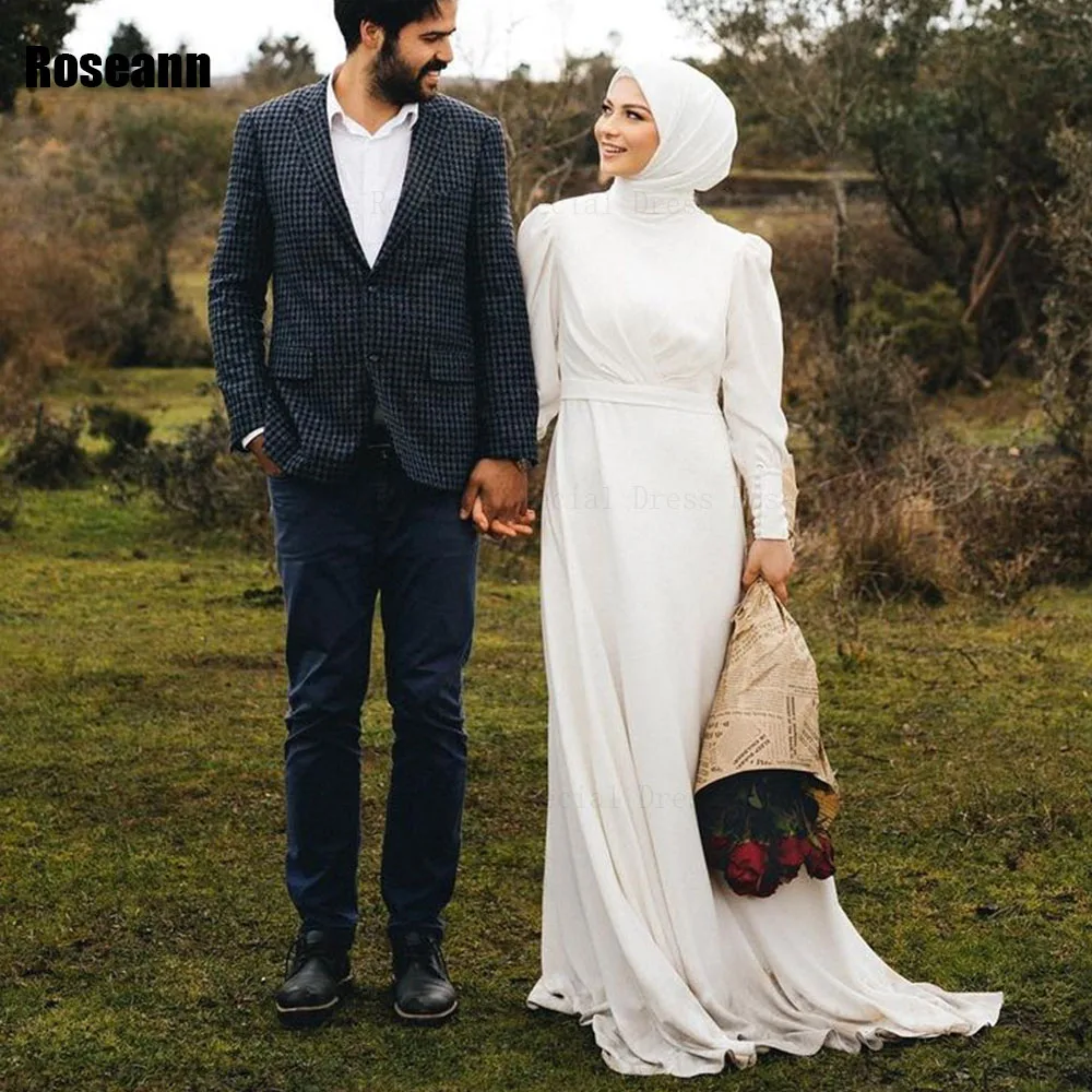 Muslim Fashion Ivory High Collar A-line Wedding Dresses Belt Ruffle Full Floor Length Bride Dress Brush Train robe de mariée
Muslim Fashion Ivory High Collar A-line Wedding Dresses Belt Ruffle Full Floor Length Bride Dress Brush Train robe de mariée