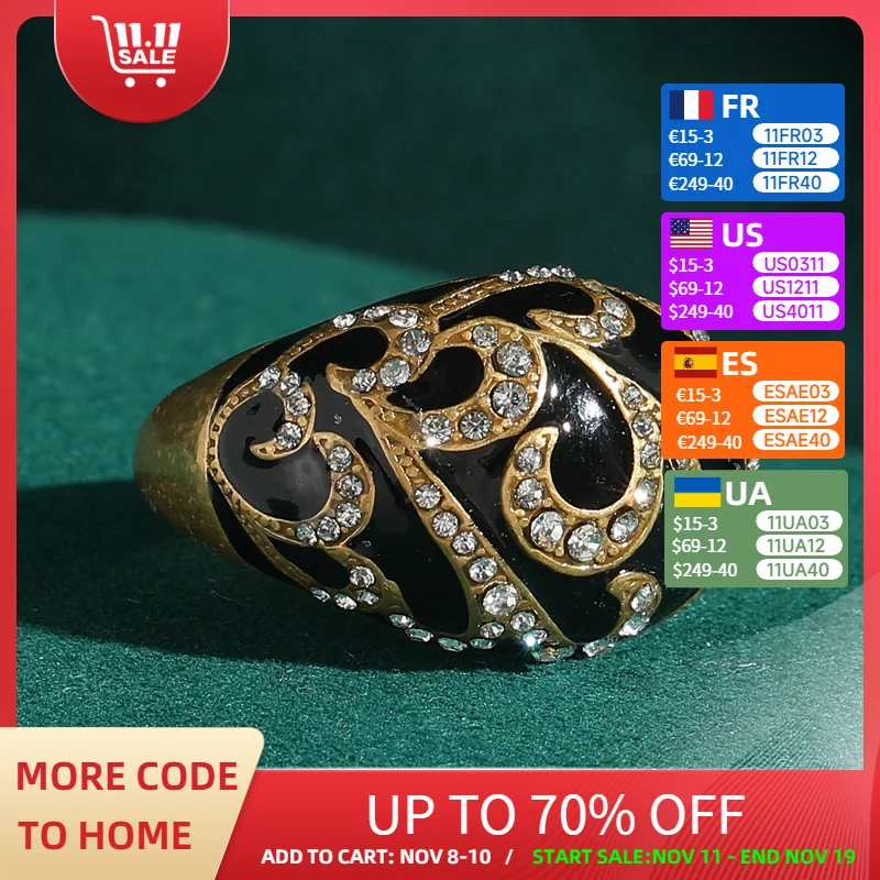 Vintage Black Engagement Rings For Woman Gold Color Oil Drop Pattern Adjustable Antique Accessories Luxury Quality Jewelry
Vintage Black Engagement Rings For Woman Gold Color Oil Drop Pattern Adjustable Antique Accessories Luxury Quality Jewelry