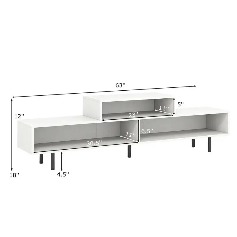 3 Cubby TV Stand for TVs up to 70 Inch with Open Storage Compartments-White
3 Cubby TV Stand for TVs up to 70 Inch with Open Storage Compartments-White