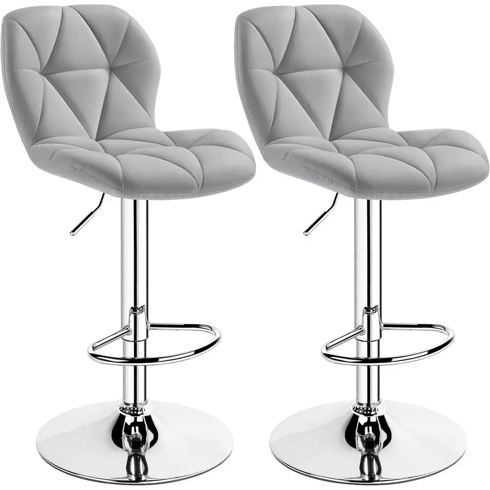 Gray Bar Stools Set o 2, PU Leather Bar Chairs with Backrest, Height Adjustable Swivel Island Stools or Bar, Kitchen Counter, Li
Gray Bar Stools Set o 2, PU Leather Bar Chairs with Backrest, Height Adjustable Swivel Island Stools or Bar, Kitchen Counter, Li