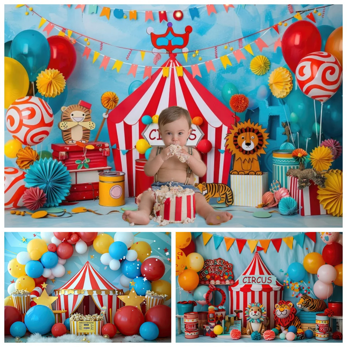 Circus Theme Baby 1st Birthday Backgrounds for Photographs Forest Jungle Animals Circus Tent Balloons Portrait Backdrop Decor
Circus Theme Baby 1st Birthday Backgrounds for Photographs Forest Jungle Animals Circus Tent Balloons Portrait Backdrop Decor