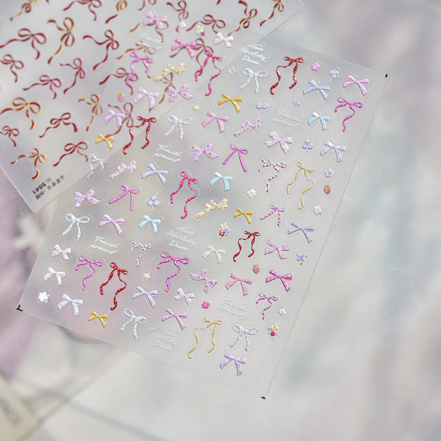 Charming Ribbon Nail Stickers 5D Gold-embossed Red Bow Nail Art Accessories Stickers DIY Self Adhesive Manicure Decoration Decal
Charming Ribbon Nail Stickers 5D Gold-embossed Red Bow Nail Art Accessories Stickers DIY Self Adhesive Manicure Decoration Decal