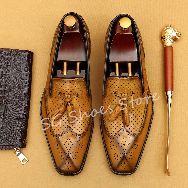 Male Tassel Formal Business Loafers Summer Hollow Out Breathable Genuine Leather Shoes for Men Shallow Casual Oxford Shoes
Male Tassel Formal Business Loafers Summer Hollow Out Breathable Genuine Leather Shoes for Men Shallow Casual Oxford Shoes