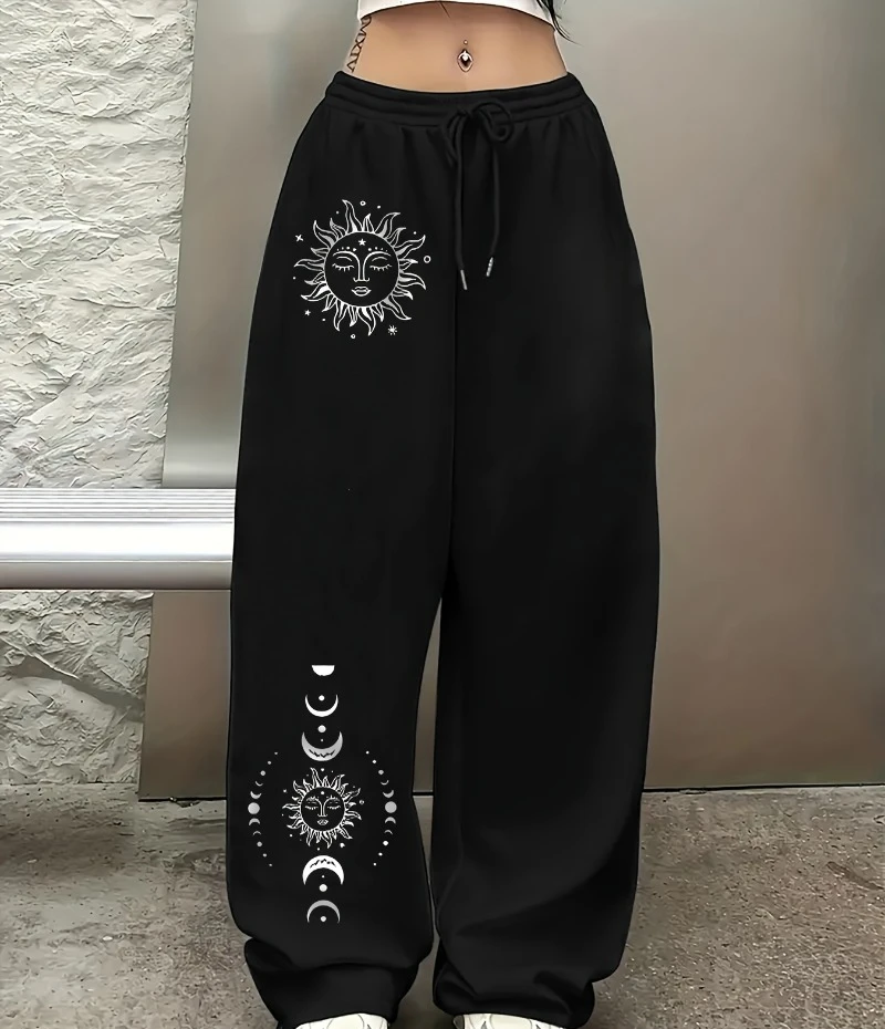 Women's Fashion Trousers "sun " Printed Pattern - Comfortable Loose Fit, Elastic Drawstring Waistband, Solid Color Sweatpants
Women's Fashion Trousers "sun " Printed Pattern - Comfortable Loose Fit, Elastic Drawstring Waistband, Solid Color Sweatpants