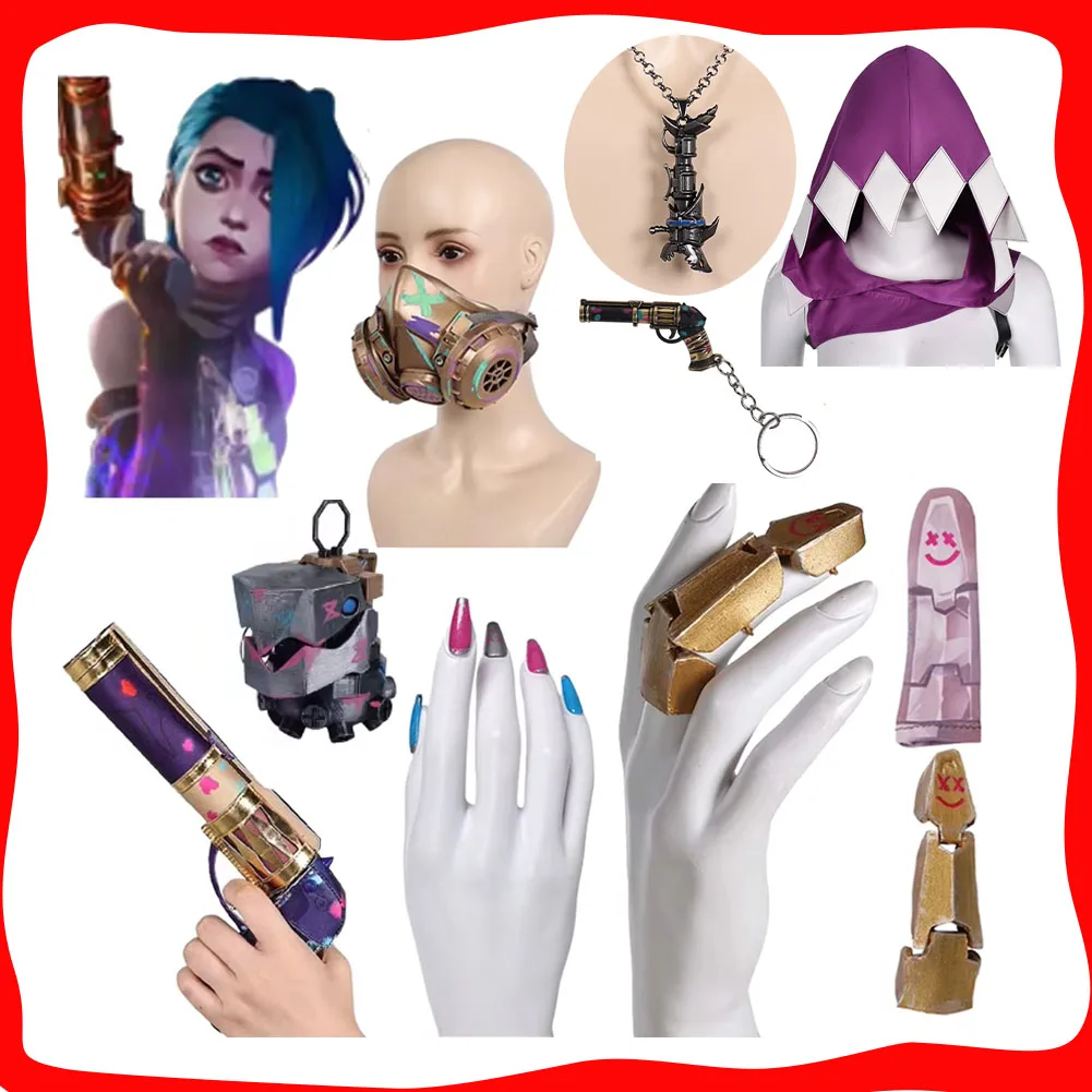 Jinx Arcane Hooded Hat Cosplay Jinx Mask Shark Weapons Props Game LOL Necklace Keychain Accessory Disguise Women Adult Halloween
Jinx Arcane Hooded Hat Cosplay Jinx Mask Shark Weapons Props Game LOL Necklace Keychain Accessory Disguise Women Adult Halloween
