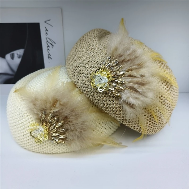 Chic Fashion Luxury Rhinestone Flowers Feather Lady Beret Hat Designer Women Leisure Painter Cap
Chic Fashion Luxury Rhinestone Flowers Feather Lady Beret Hat Designer Women Leisure Painter Cap