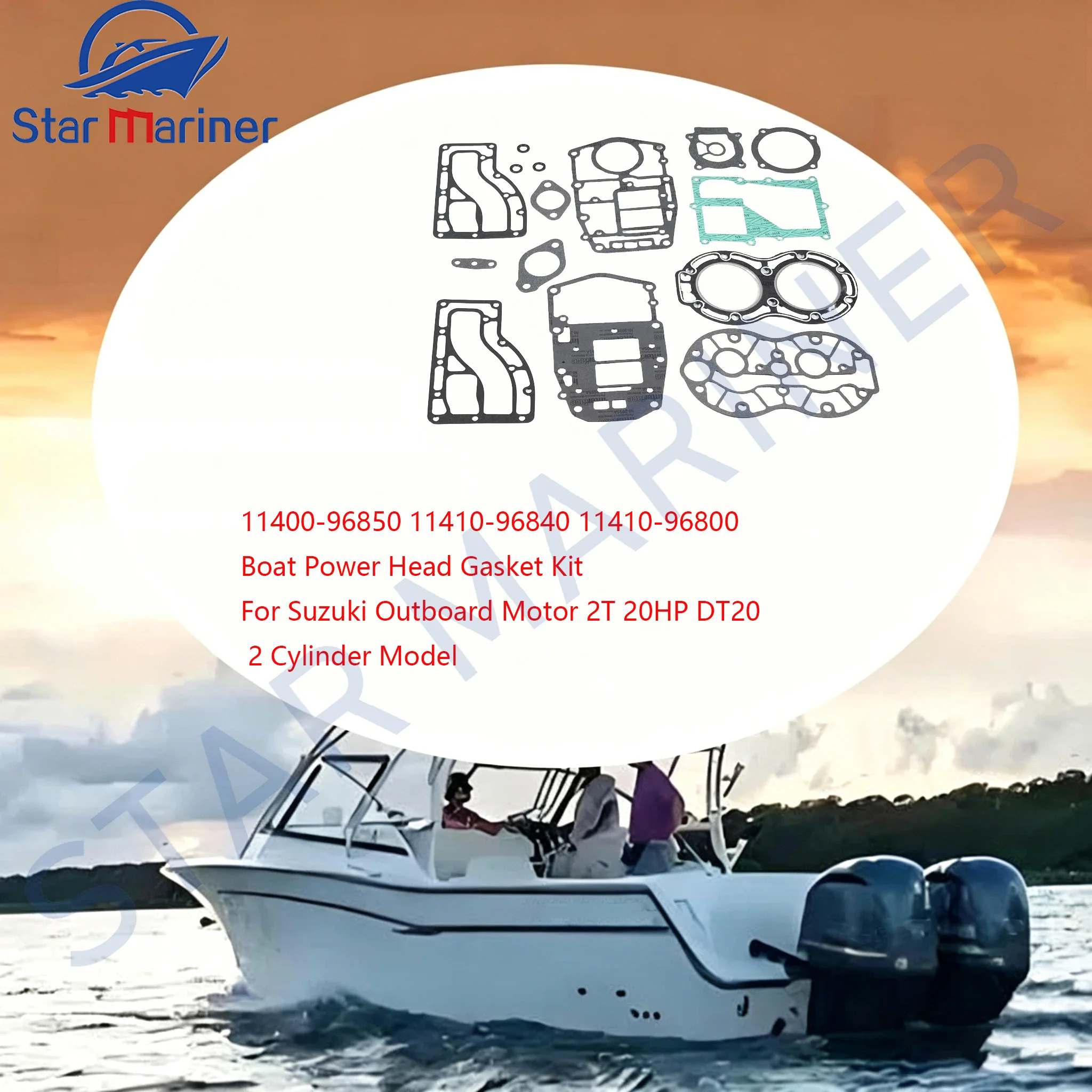 Boat Power Head Gasket Kit 11410-96840 11400-96850 For Suzuki Outboard Motor 2-stroke 20HP DT20 11410-96800 2 Cylinder Model
Boat Power Head Gasket Kit 11410-96840 11400-96850 For Suzuki Outboard Motor 2-stroke 20HP DT20 11410-96800 2 Cylinder Model