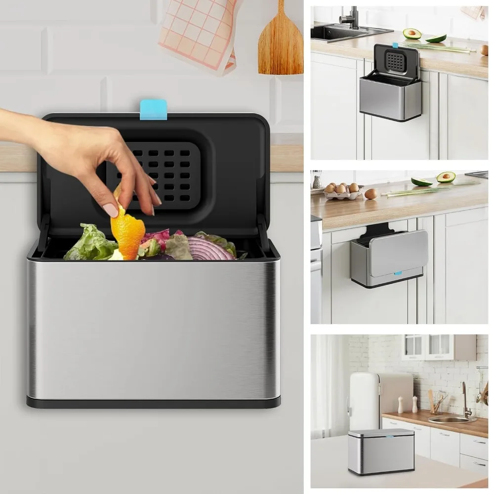 Small 1 Gallon Hanging Trash Can with Lid and Inner Bucket for Kitchen Counter Under Sink Wall Mount Compost Bin
Small 1 Gallon Hanging Trash Can with Lid and Inner Bucket for Kitchen Counter Under Sink Wall Mount Compost Bin