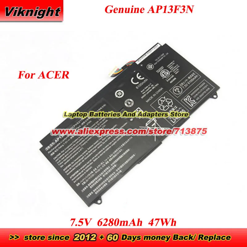 Genuine AP13F3N Battery 2ICP4/63/114-2 for Aspire S7-391 S7-392 S7-393 Ultrabook S7-391-6822 S7-392-9890 7810 7.5V 6280mAh 47Wh
Genuine AP13F3N Battery 2ICP4/63/114-2 for Aspire S7-391 S7-392 S7-393 Ultrabook S7-391-6822 S7-392-9890 7810 7.5V 6280mAh 47Wh
