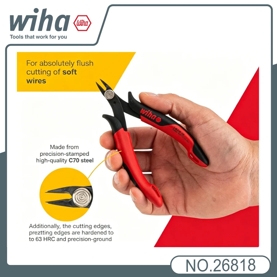 Wiha 26818 Diagonal Cutters Wide Tip Diagonal Pliers for Cutting Soft Cables Professional Hand Tool
Wiha 26818 Diagonal Cutters Wide Tip Diagonal Pliers for Cutting Soft Cables Professional Hand Tool