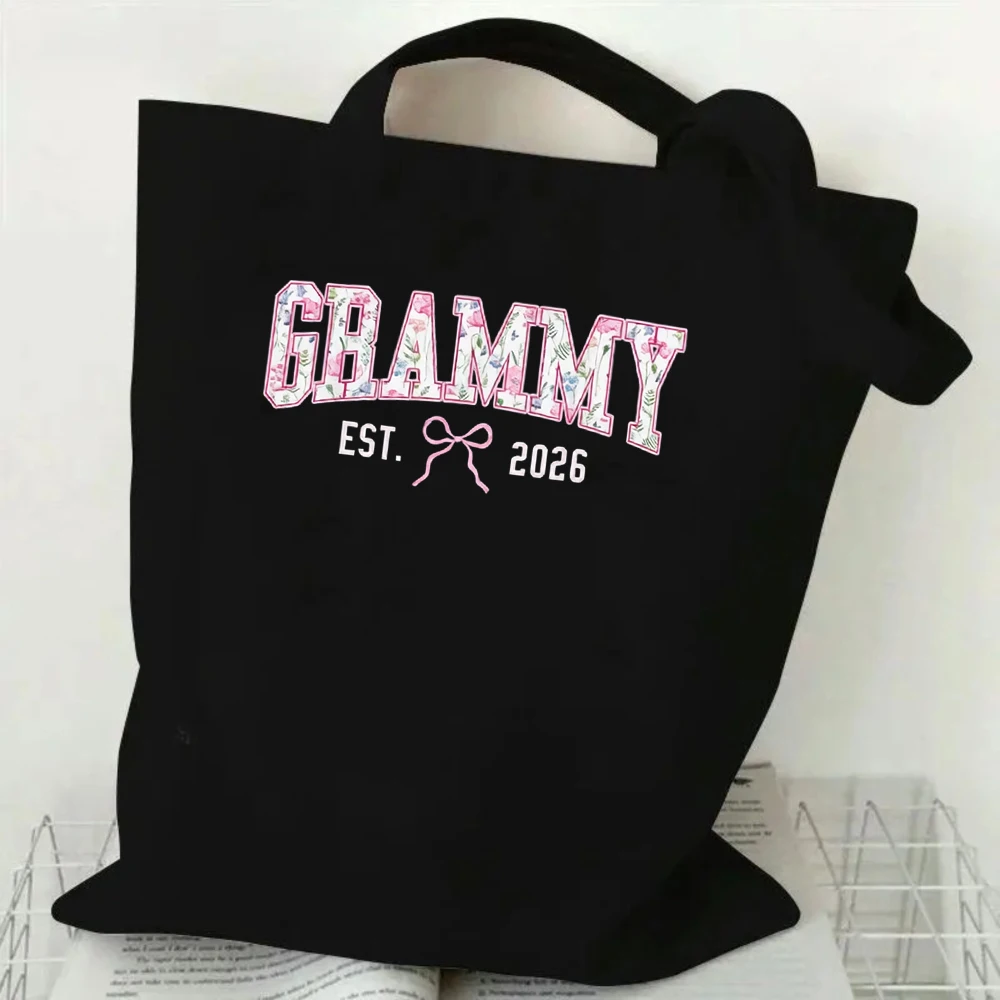 Grammy EST 2026 Tote Bag, Pink Floral Lettering Canvas Bag, Reusable Gift for Expecting Grandmothers
Grammy EST 2026 Tote Bag, Pink Floral Lettering Canvas Bag, Reusable Gift for Expecting Grandmothers