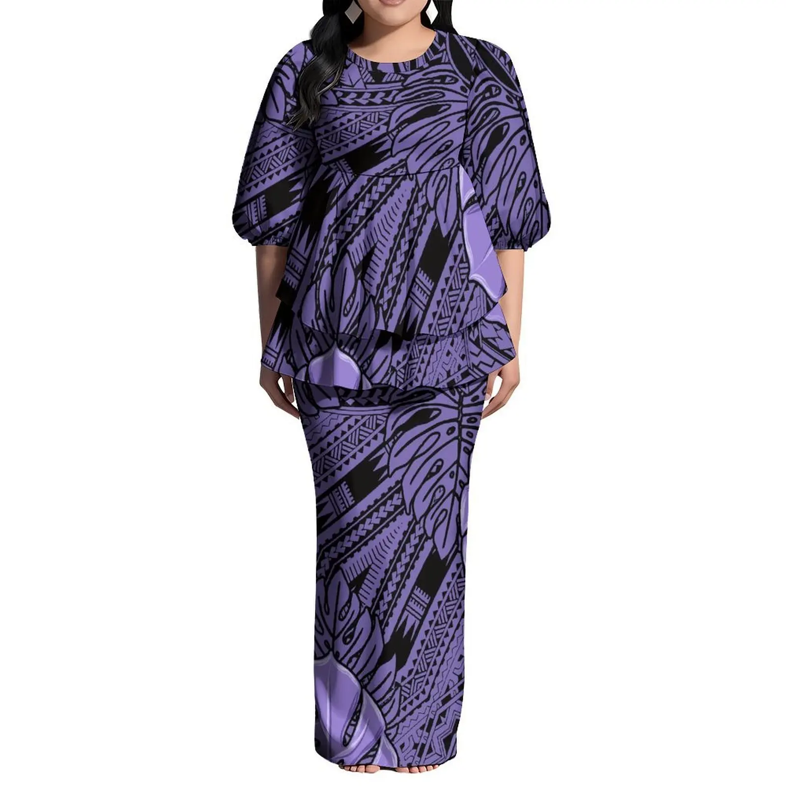 Hawaiian Ladies Round Neck Bubble Sleeve Dress Polynesian Custom Patterned Print Puletasi Temperament Party Holiday Dress
Hawaiian Ladies Round Neck Bubble Sleeve Dress Polynesian Custom Patterned Print Puletasi Temperament Party Holiday Dress