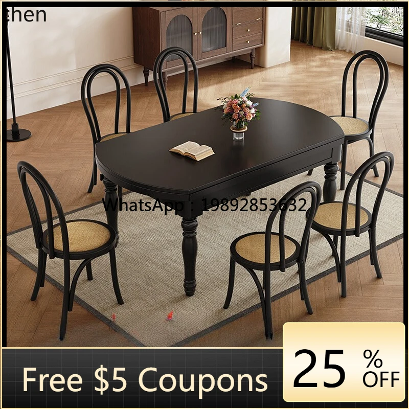 QQ retractable dining table variable round table solid wood table and chair combination folding small apartment
QQ retractable dining table variable round table solid wood table and chair combination folding small apartment