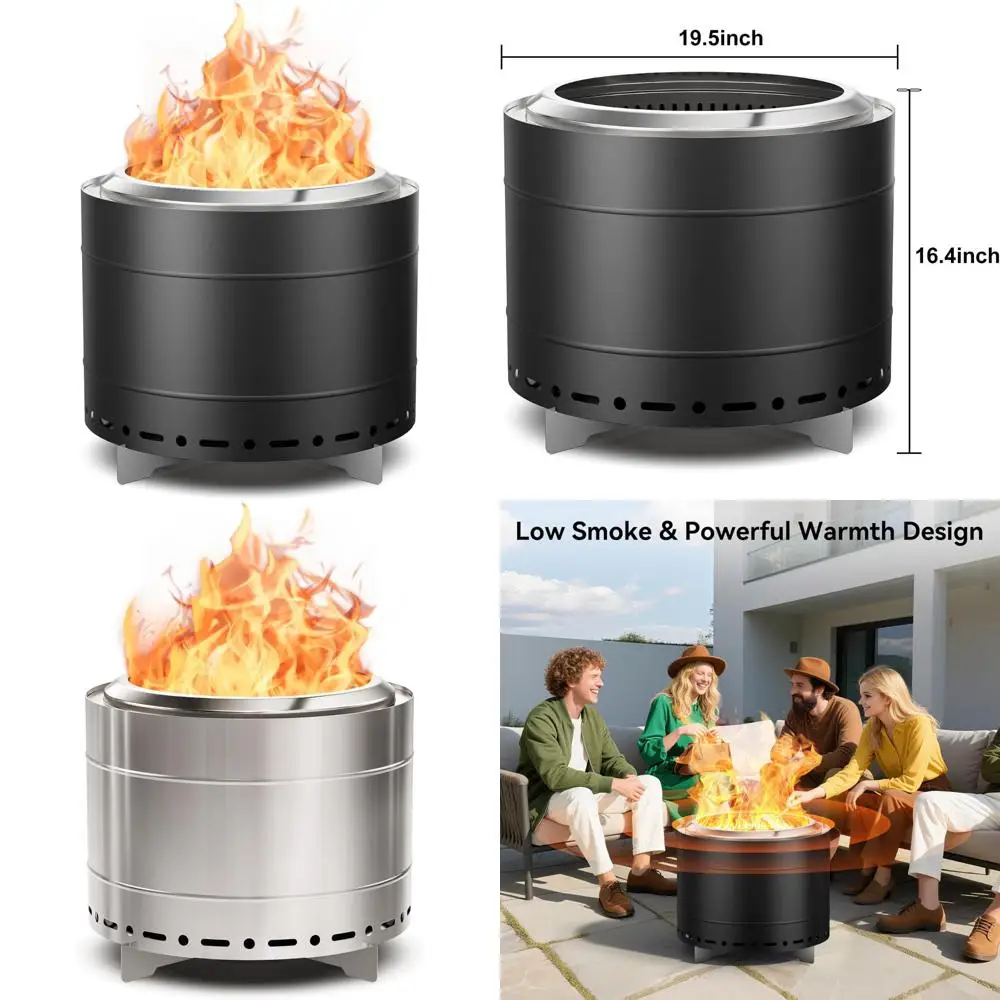 Stainless Steel Smokeless Fire Pit, 19.5 Inch Outdoor Wood Burning Fire Pit for Camping and Bonfires
Stainless Steel Smokeless Fire Pit, 19.5 Inch Outdoor Wood Burning Fire Pit for Camping and Bonfires