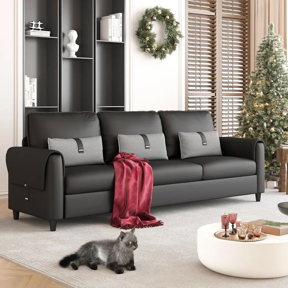88 Faux Leather Couch for Living Room, Black Office Couch Small Space, Comfy 3 Seater Couches Leather Sofa with High Backrest B
88 Faux Leather Couch for Living Room, Black Office Couch Small Space, Comfy 3 Seater Couches Leather Sofa with High Backrest B