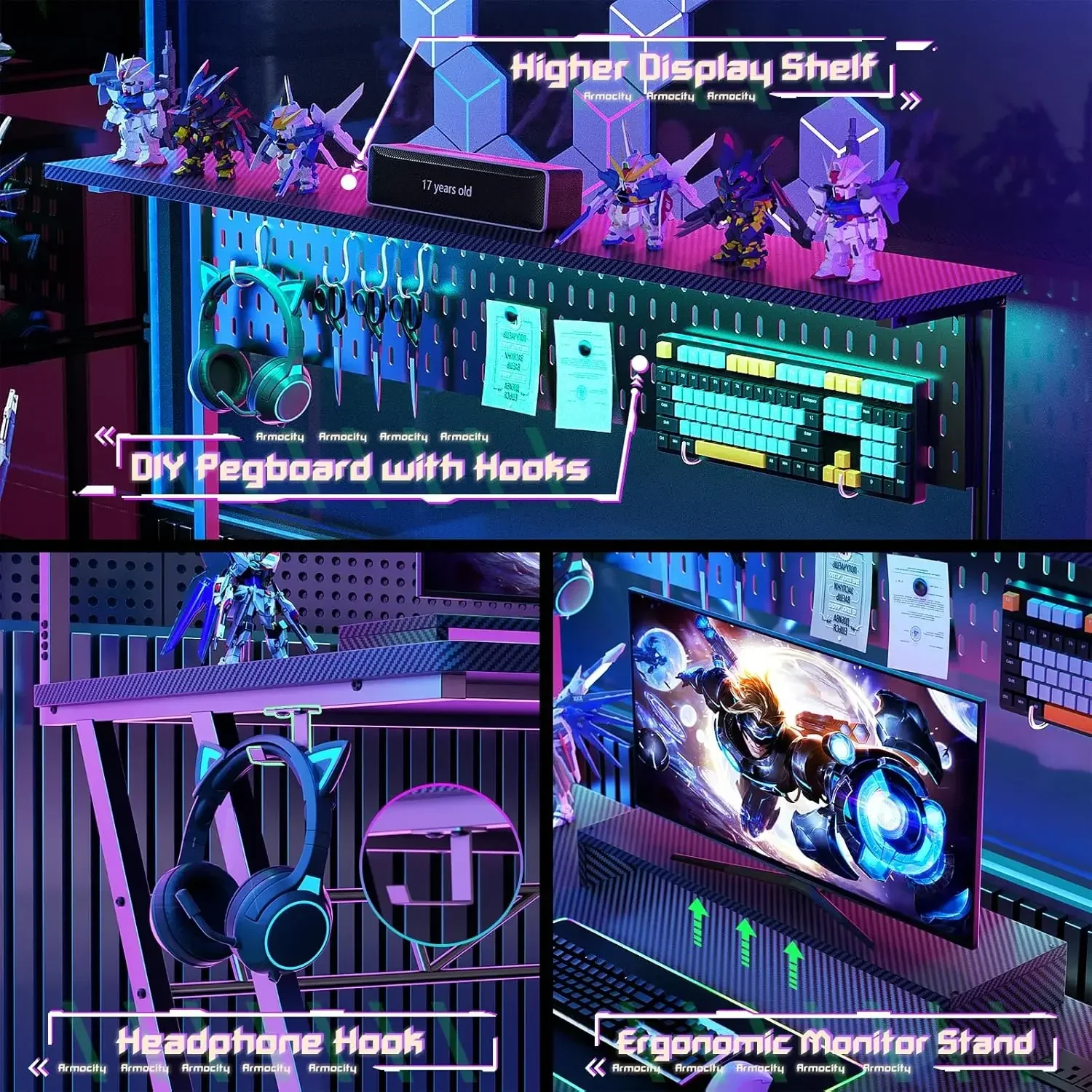 Игровой компьютерный стол с полками и розетками, игровой стол с ящиком и светодиодной подсветкой
Игровой компьютерный стол с полками и розетками, игровой стол с ящиком и светодиодной подсветкой