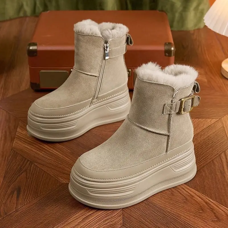 Flock Snow Boots for Women Winter 2025 Thick Soled Height Increasing With Plush Cold Resistant Shorts Boots Cow Suede Ankle Boot
Flock Snow Boots for Women Winter 2025 Thick Soled Height Increasing With Plush Cold Resistant Shorts Boots Cow Suede Ankle Boot