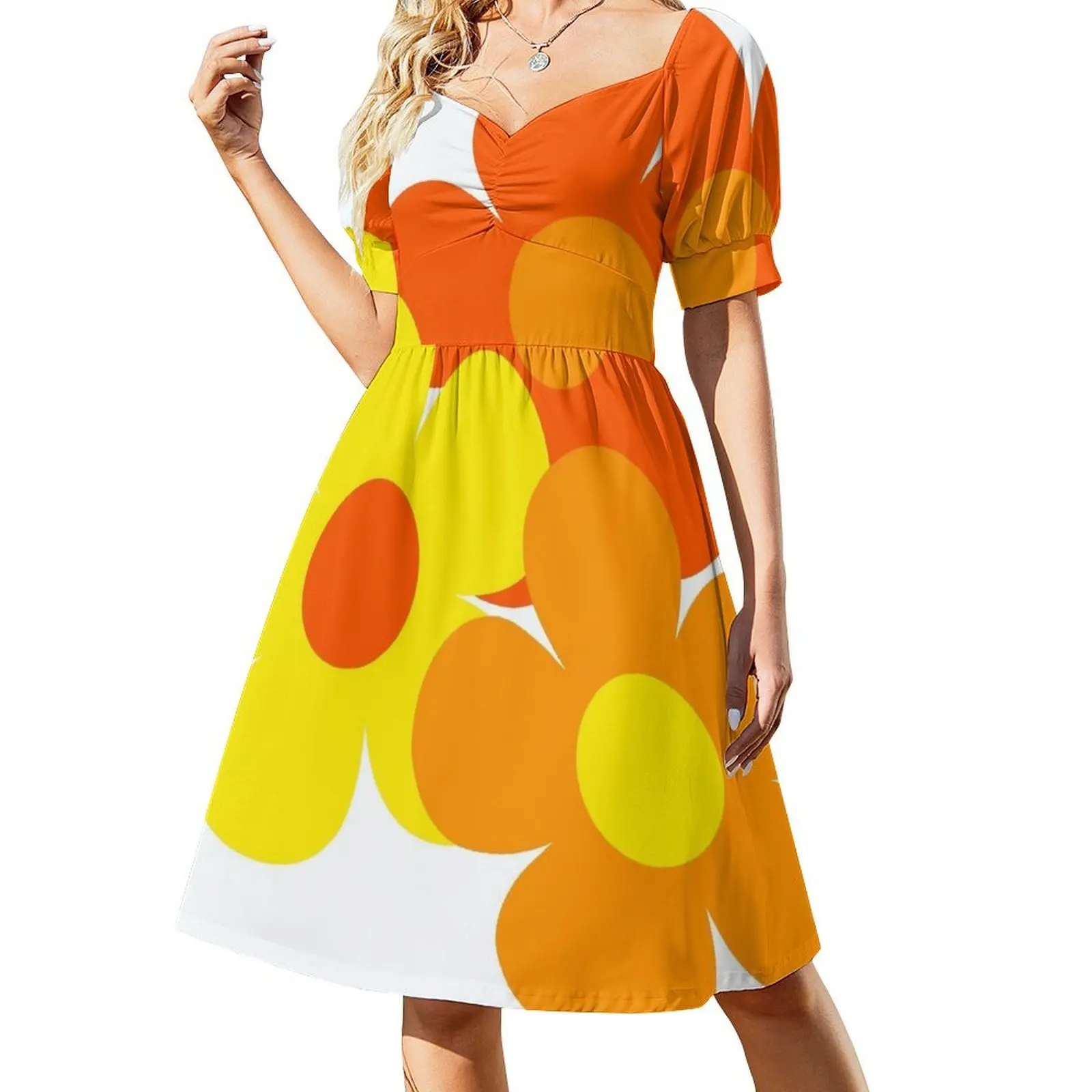 60's 70's Flower Power Pop Flowers in Bright Orange and Yellow Short-Sleeved Dress party dresses women Long veiled dresses Dress
60's 70's Flower Power Pop Flowers in Bright Orange and Yellow Short-Sleeved Dress party dresses women Long veiled dresses Dress