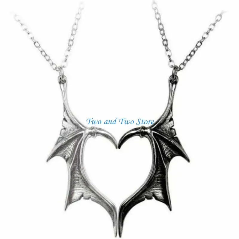 HX6F Retro Bat Wing Heart Pendant Matching Necklace 2x/Set Couple Necklace for Friend
HX6F Retro Bat Wing Heart Pendant Matching Necklace 2x/Set Couple Necklace for Friend