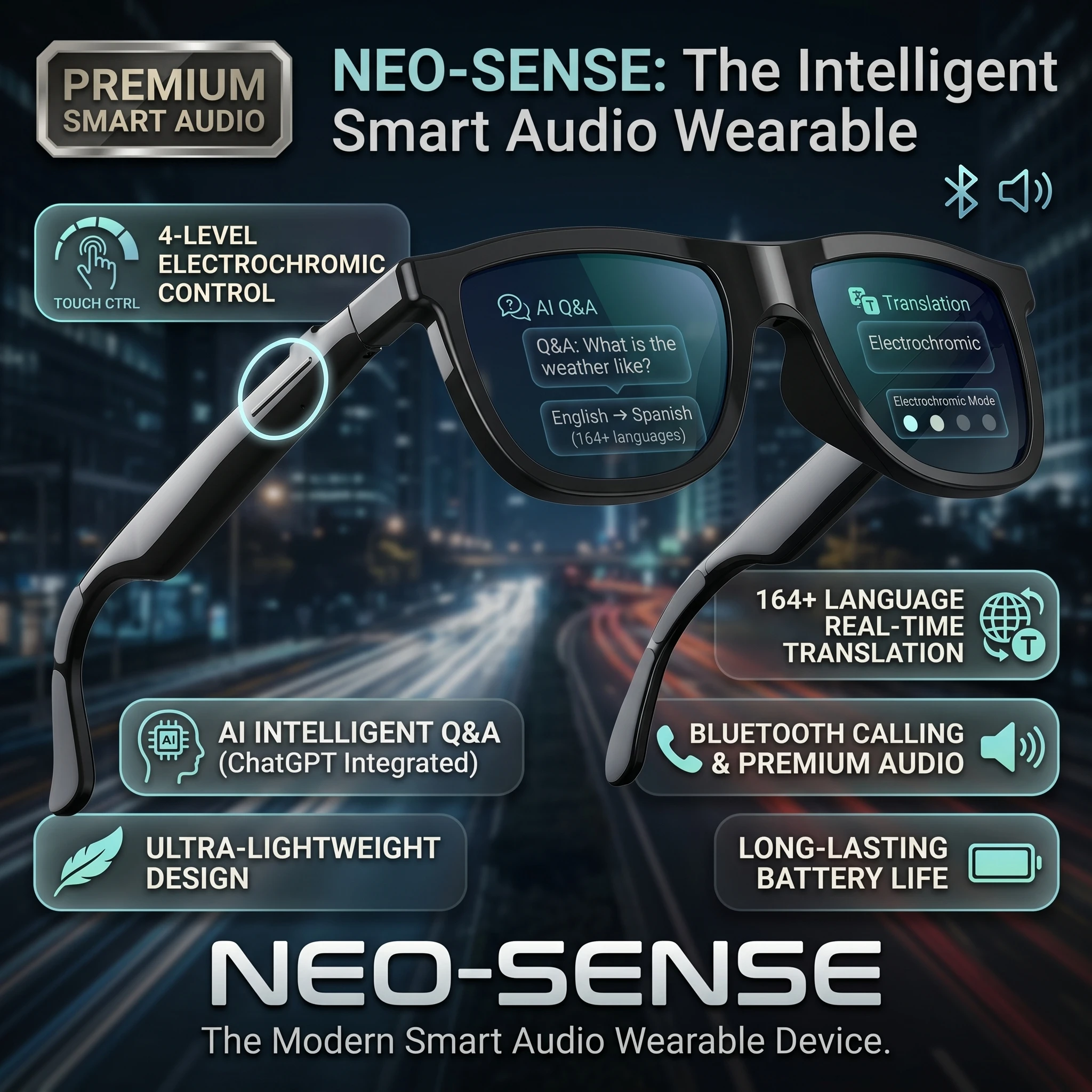 2026 New Smart Audio Glasses Wireless Open Ear Sunglasses Lightweight 38g TR90 Frame Fit AI Translation Magnetic Charge Full Mic
2026 New Smart Audio Glasses Wireless Open Ear Sunglasses Lightweight 38g TR90 Frame Fit AI Translation Magnetic Charge Full Mic