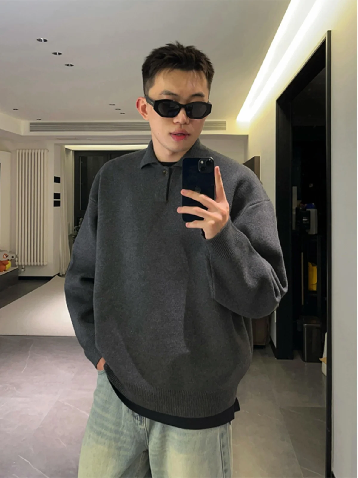 Deep Grey Men's Collar Sweatshirt Long Sleeve Inner Wear Casual Loose Fit Youth Fashion Spring Autumn Winter Streetwear
Deep Grey Men's Collar Sweatshirt Long Sleeve Inner Wear Casual Loose Fit Youth Fashion Spring Autumn Winter Streetwear