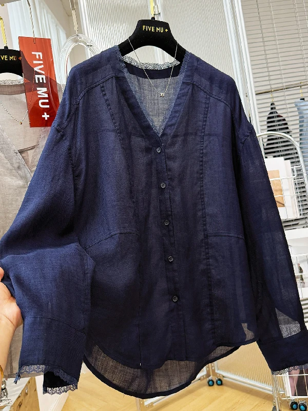 plus Size Women's Lace Trim V-Neck Shirt Casual Thin Spring Summer Retro Hong Kong Style Sun Protection Plain Clothes
plus Size Women's Lace Trim V-Neck Shirt Casual Thin Spring Summer Retro Hong Kong Style Sun Protection Plain Clothes