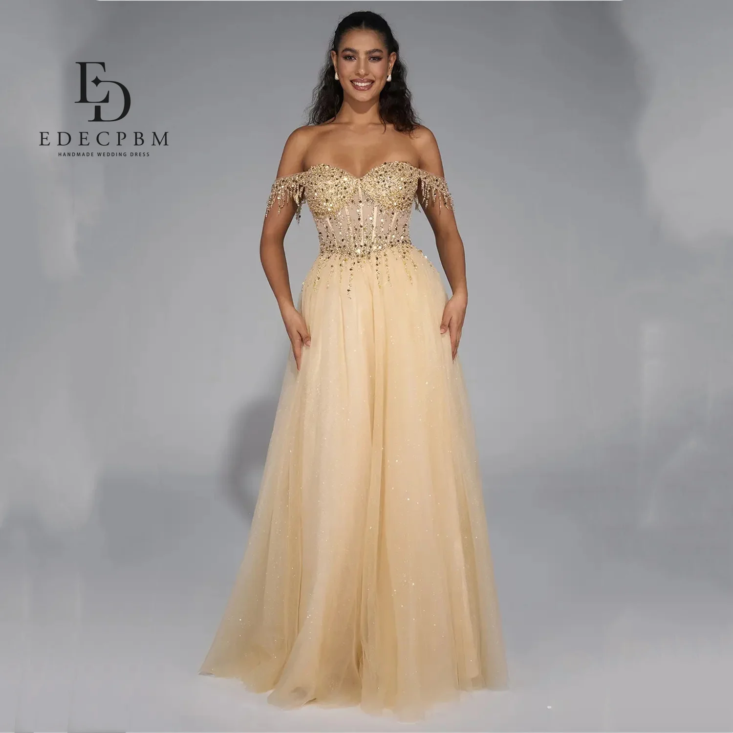 EDECPBM A-line Prom Dresses 2025 Sequins Luxurious Women's Evening Dresses Champagne Wedding Dress Vestidos De Festa Customized
EDECPBM A-line Prom Dresses 2025 Sequins Luxurious Women's Evening Dresses Champagne Wedding Dress Vestidos De Festa Customized